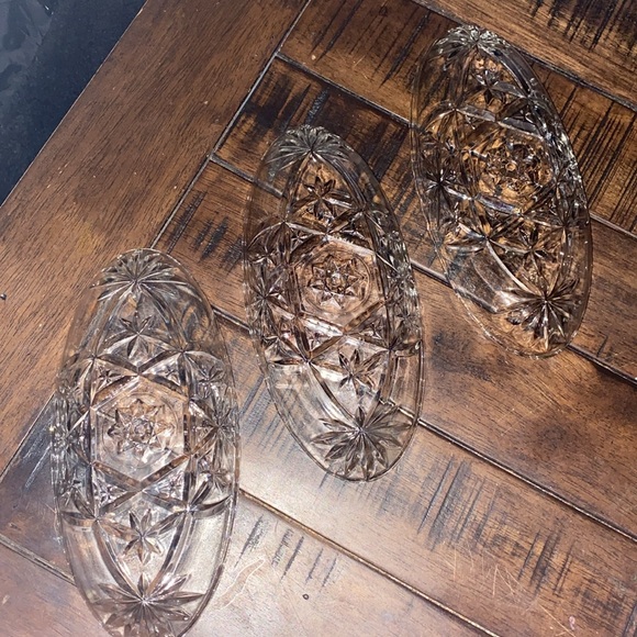 Banana Split Dishes Three Cut Glass Dessert Dishes - Picture 2 of 6